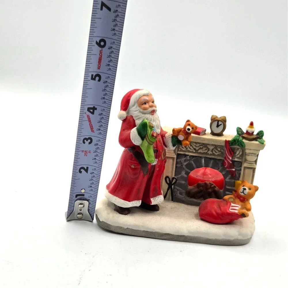 Christmas 1990 Ceramic Santa‎ By The Fireplace  4.75